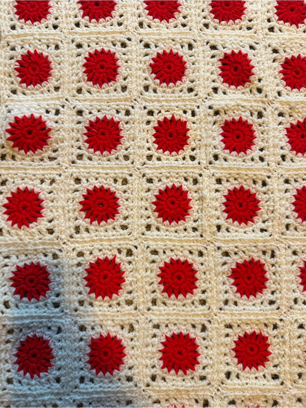 Handmade Granny Square Crochet Afghan Blanket Throw 68” X 48.5” Sunburst Motif - Picture 2 of 7